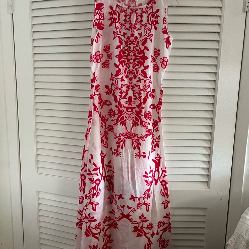 Floral Red and White Maxi Dress